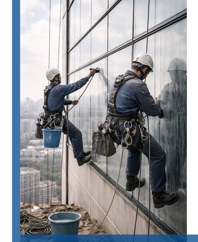 Профессиональная мойка фасадных окон альпинистами в Куйбышеве