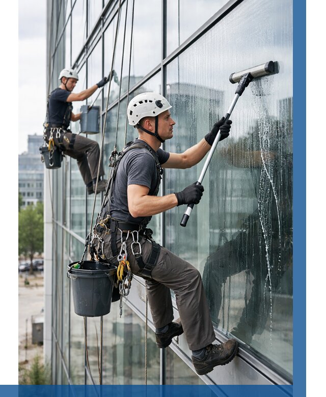 Мойка витражей альпинистами в Куйбышеве от 726 р. под ключ|ВЫСОТНИК-Кбш