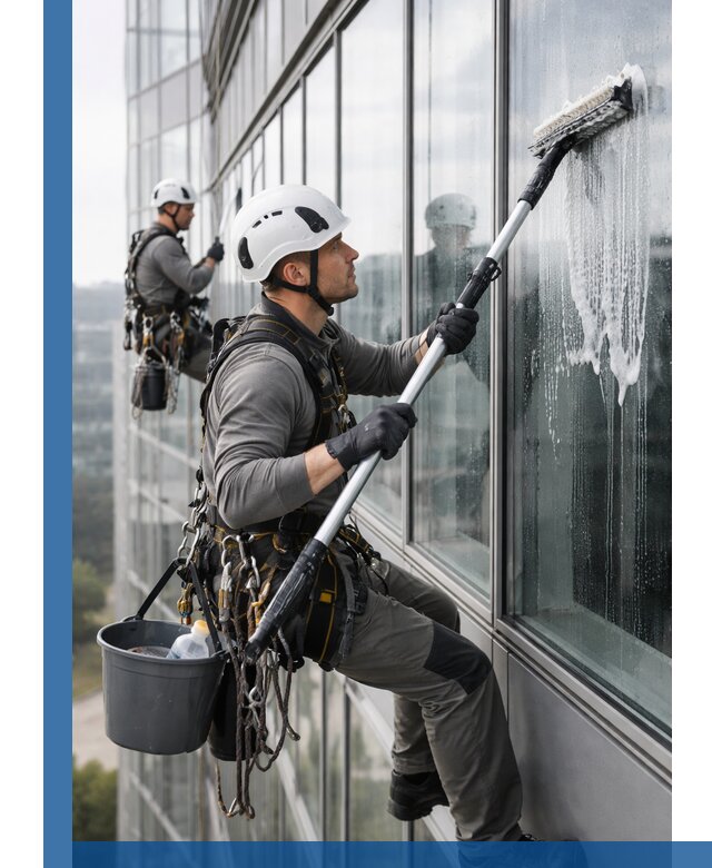 Высотная мойка сплошного остекления с выездом в Куйбышеве