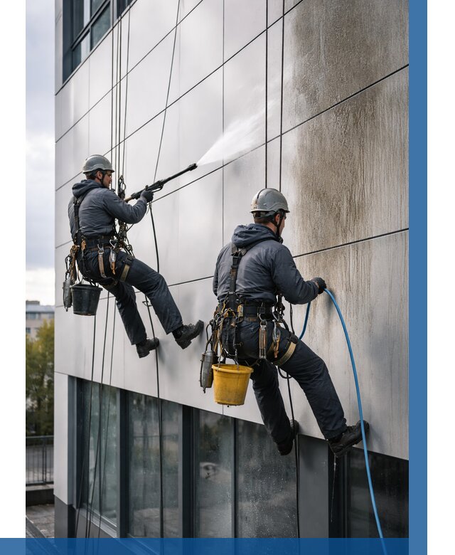 Мойка фасада из композита в Куйбышеве по цене от 311 р. | ВЫСОТНИК-Кбш