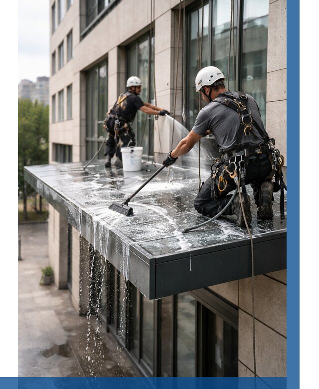 Мойка козырьков и навесов в Куйбышеве от 3629 р. | ВЫСОТНИК-Кбш