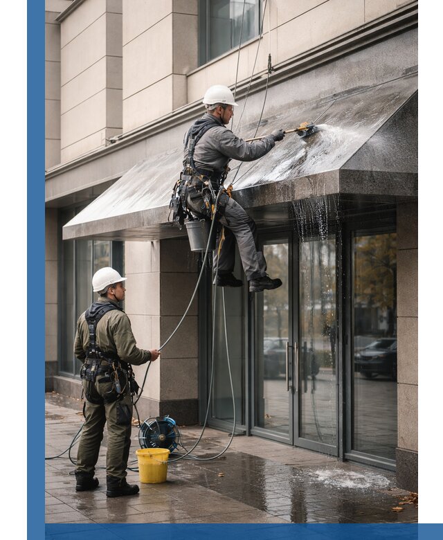 Профессиональная мойка козырьков и навесов в Куйбышеве