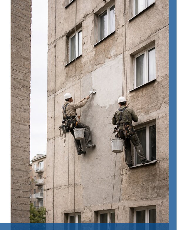 Косметический ремонт фасада в Куйбышеве от 1141 р. | ВЫСОТНИК-Кбш