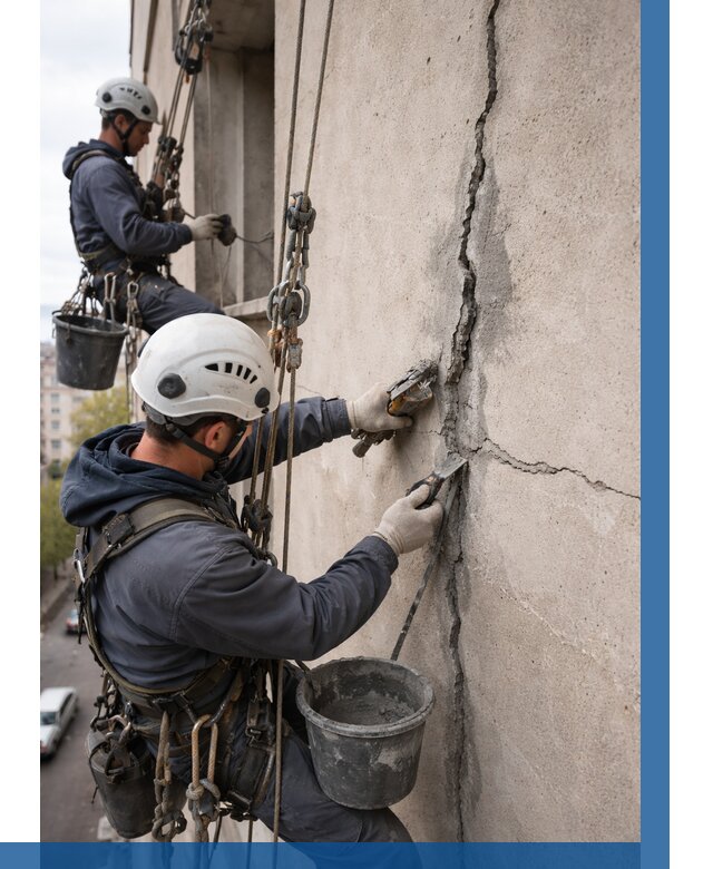 Заделка трещин на фасаде в Куйбышеве от 933 р. | ВЫСОТНИК-Кбш