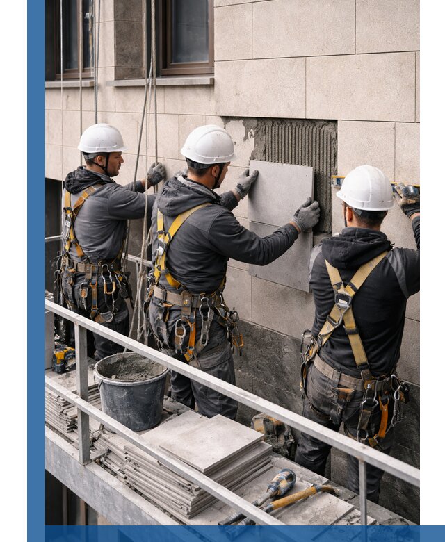 Ремонт облицовки фасада плиткой в Куйбышеве с гарантией