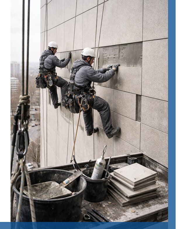 Ремонт фасада из керамогранита в Куйбышеве от 2592 р. | ВЫСОТНИК-Кбш