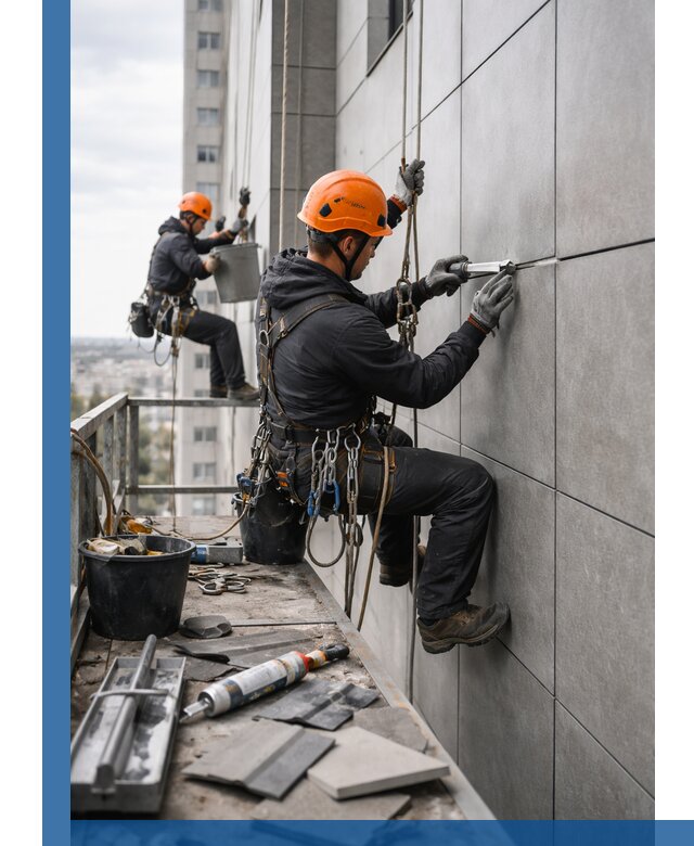 Профессиональный ремонт фасада из керамогранита в Куйбышеве