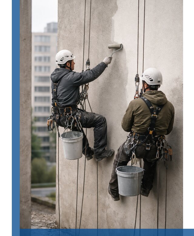 Покраска фасадов высотными альпинистами в Куйбышеве с гарантией