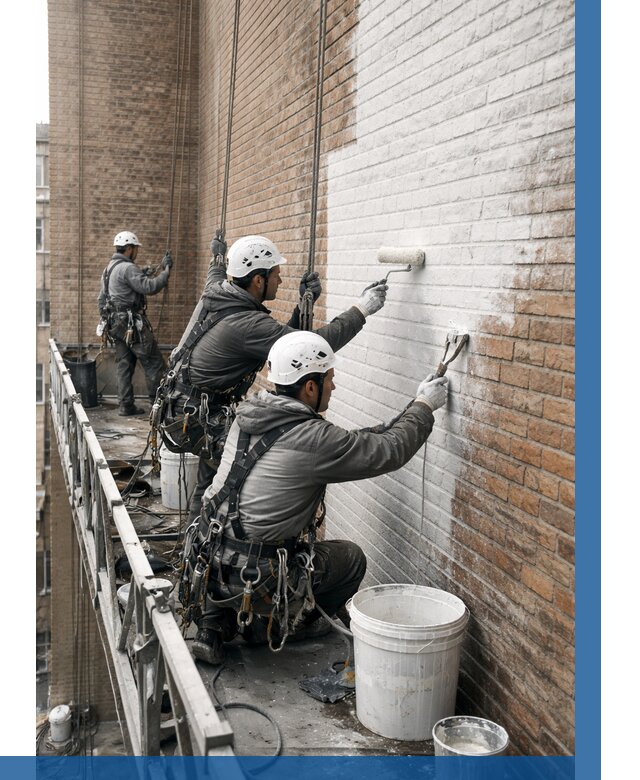 Покраска кирпичного фасада в Куйбышеве от 363 р. | ВЫСОТНИК-Кбш