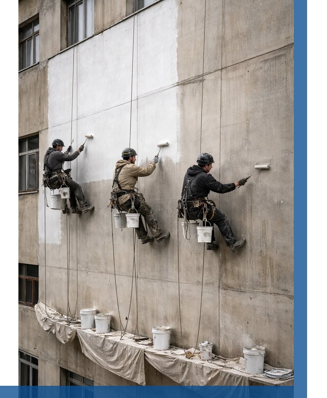 Покраска бетонного фасада в Куйбышеве от 363 р за м2 | ВЫСОТНИК-Кбш