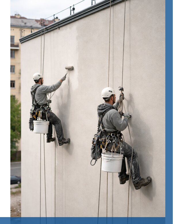 Покраска оштукатуренного фасада в Куйбышеве от 332 р. | ВЫСОТНИК-Кбш