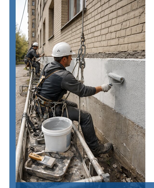 Окраска цоколя здания в Куйбышеве профессионально и надежно