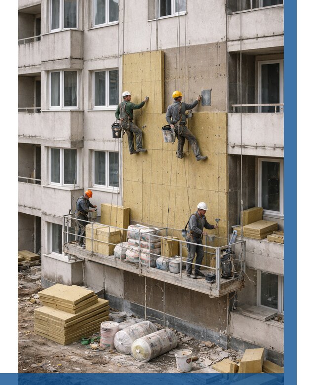 Утепление фасада минватой в Куйбышеве от 1555 р. | ВЫСОТНИК-Кбш