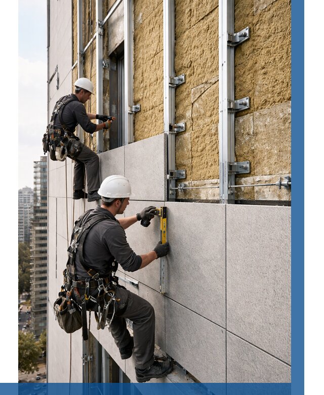 Монтаж вентилируемого фасада в Куйбышеве от 3629 р. | ВЫСОТНИК-Кбш