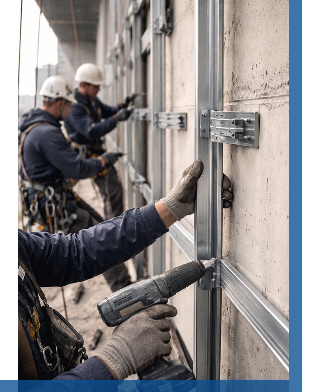 Монтаж подсистемы вентфасада в Куйбышеве от 881 р. | ВЫСОТНИК-Кбш