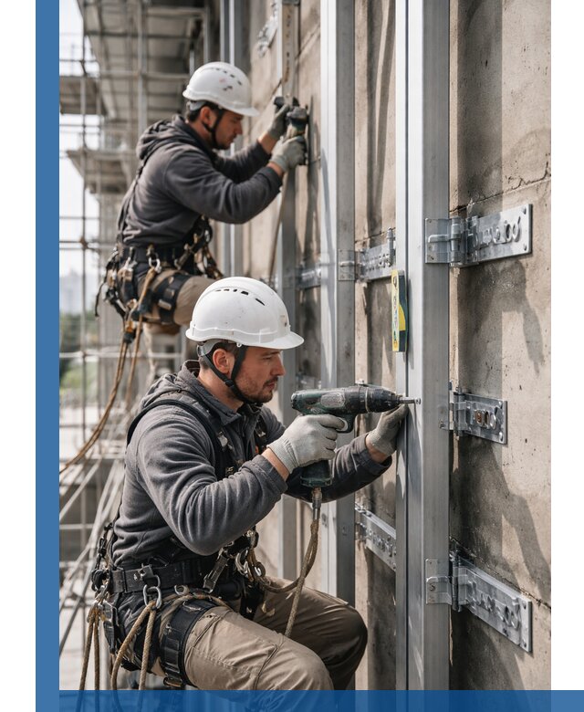 Монтаж и крепление подсистемы вентфасада в Куйбышеве