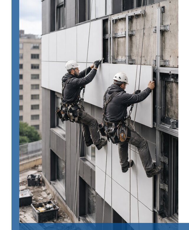 Монтаж композитных панелей фасада в Куйбышеве под ключ