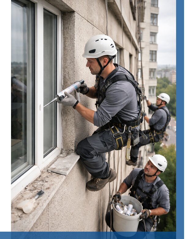 Герметизация оконных швов снаружи в Куйбышеве от 1555 р. | ВЫСОТНИК-Кбш