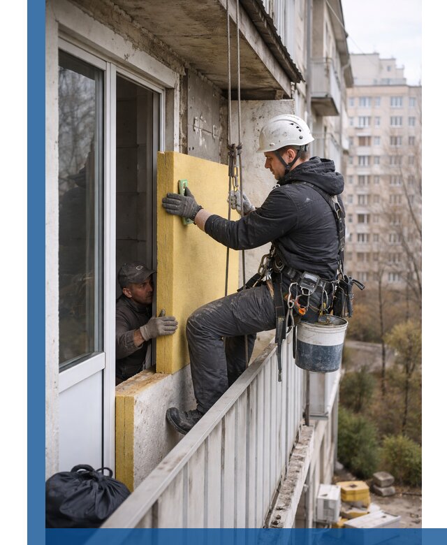 Профессиональное утепление балкона снаружи в Куйбышеве под ключ