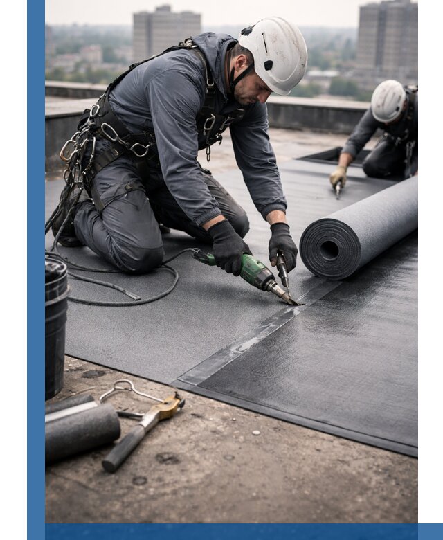 Ремонт мягкой кровли в Куйбышеве с выездом промальпинистов