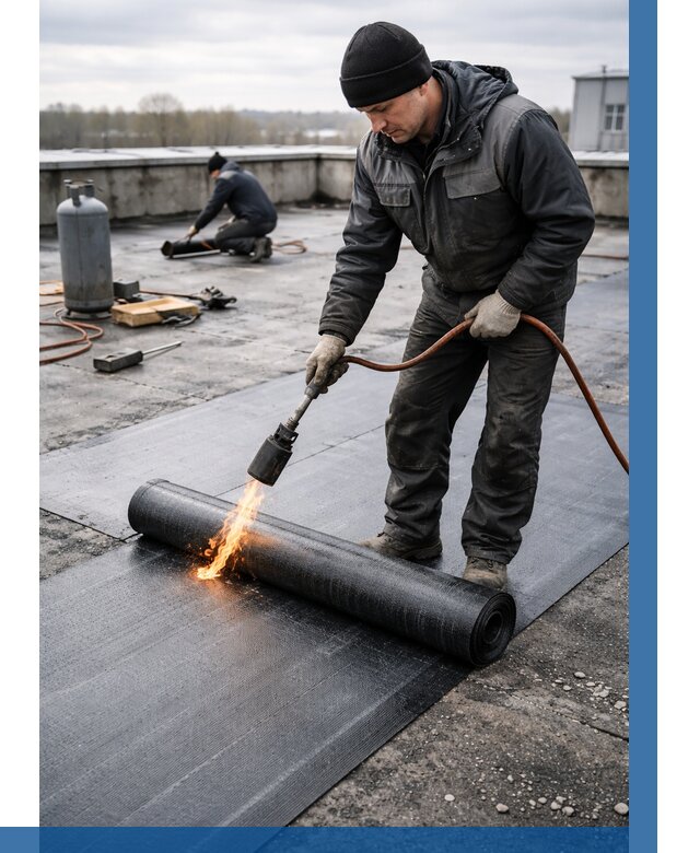 Ремонт наплавляемой кровли в Куйбышеве от 726 р. | ВЫСОТНИК-Кбш