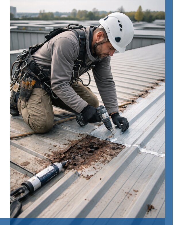 Ремонт профнастила на кровле в Куйбышеве от 726 р. | ВЫСОТНИК-Кбш