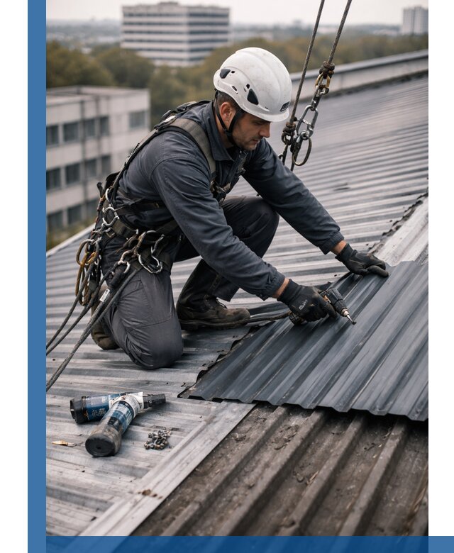 Ремонт профнастила на кровле в Куйбышеве, работы под ключ