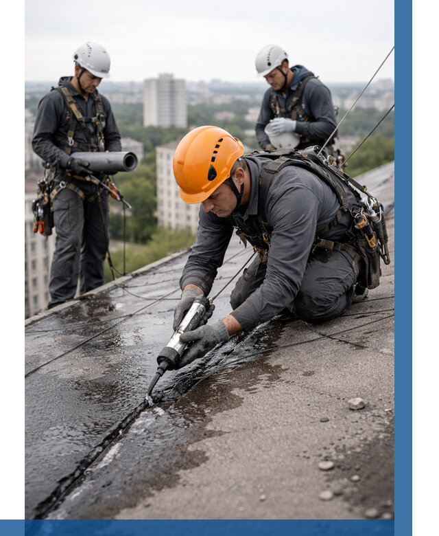 Устранение протечек кровли в Куйбышеве от 12443 р. | ВЫСОТНИК-Кбш