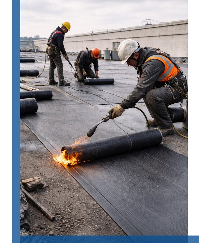 Монтаж наплавляемой кровли в Куйбышеве профессионально
