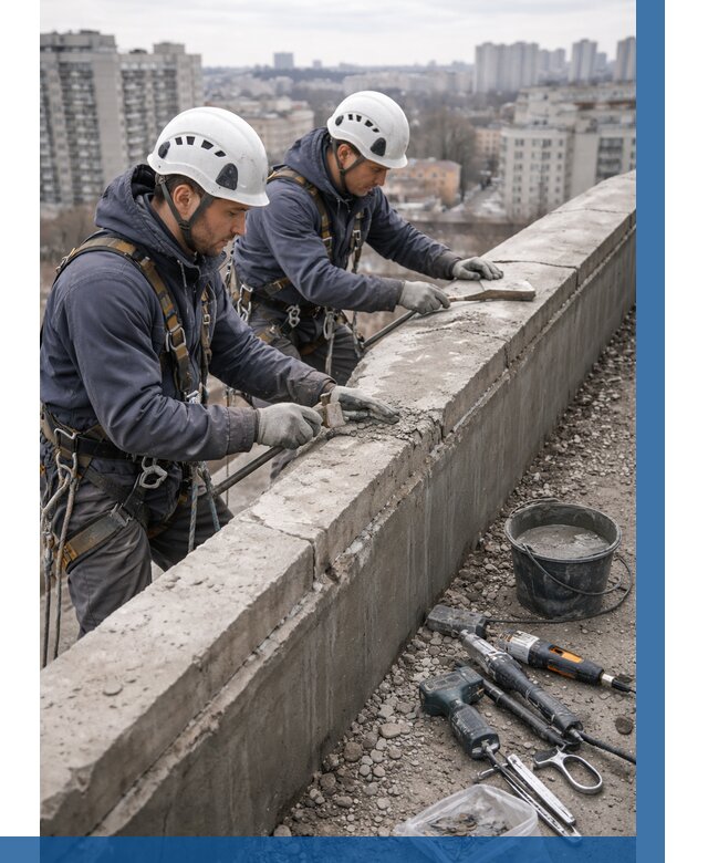 Ремонт парапета на кровле в Куйбышеве от 1555 р. | ВЫСОТНИК-Кбш