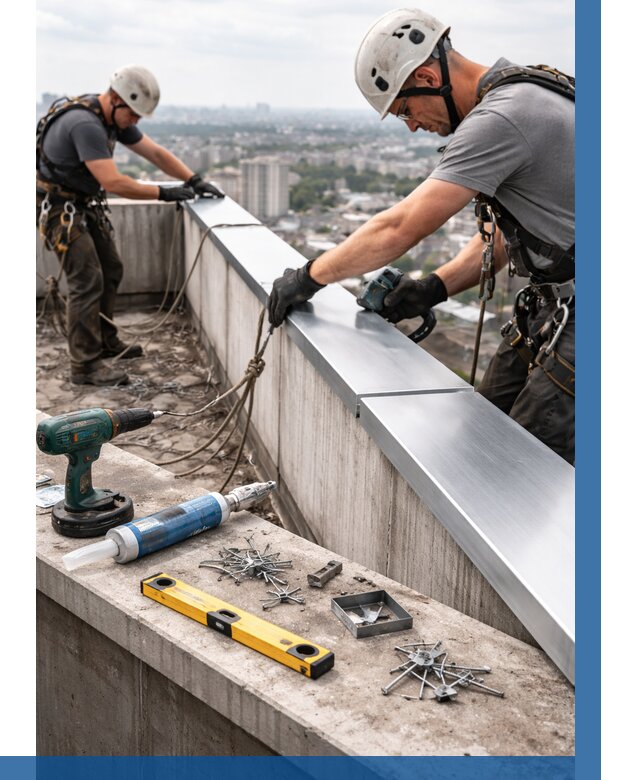 Монтаж парапетных крышек в Куйбышеве от 830 р. | ВЫСОТНИК-Кбш