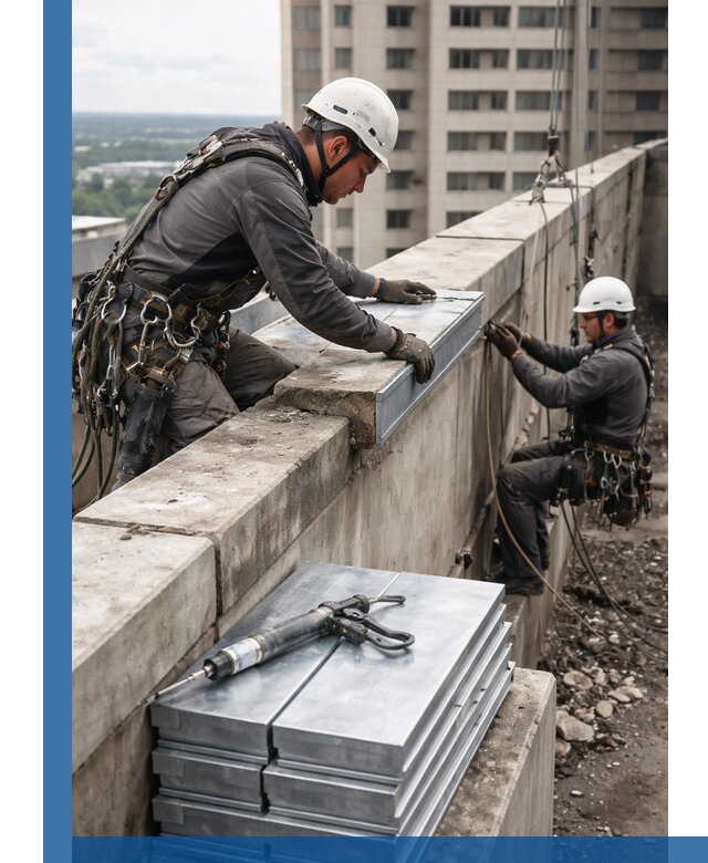 Замена парапетных крышек и установка новых в Куйбышеве