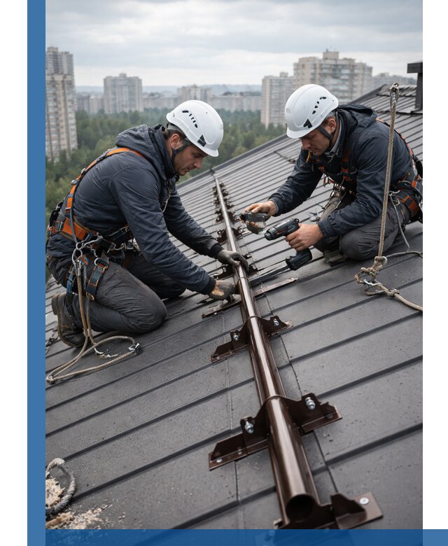 Монтаж снегозадержателей на кровле зданий в Куйбышеве под ключ