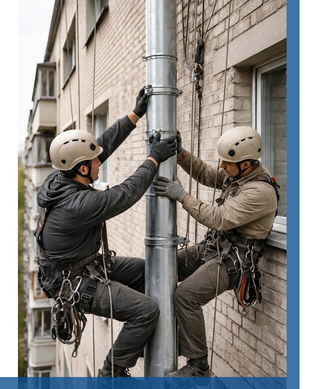 Замена водосточных труб в Куйбышеве от 6740 р. | ВЫСОТНИК-Кбш
