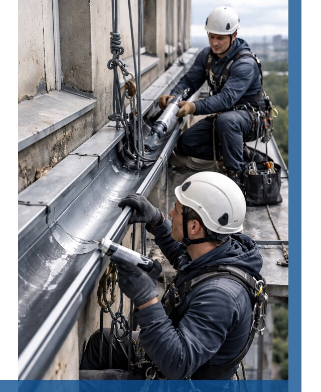 Ремонт водосточных желобов в Куйбышеве от 6740 р. | ВЫСОТНИК-Кбш