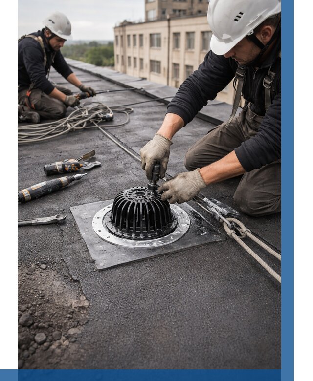 Установка водосточных воронок в Куйбышеве цена от 3629 р. | ВЫСОТНИК-Кбш