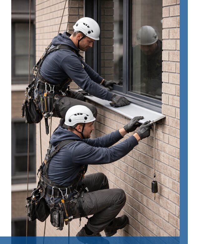 Монтаж оконных отливов под ключ в Куйбышеве от 3629 р. | ВЫСОТНИК-Кбш