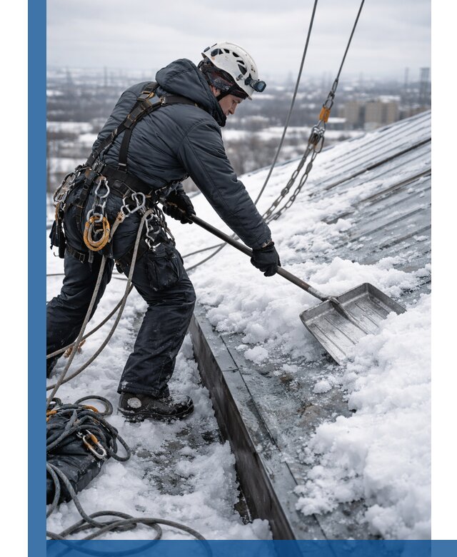 Профессиональная очистка кровли от снега и наледи в Куйбышеве