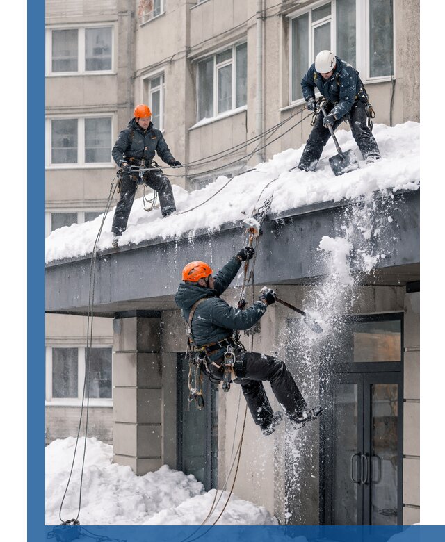 Безопасная очистка навесов от снега в Куйбышеве круглогодично