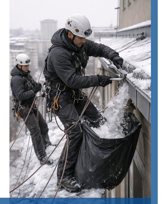 Аварийная очистка крыши в Куйбышеве под ключ от 311 р. | ВЫСОТНИК-Кбш