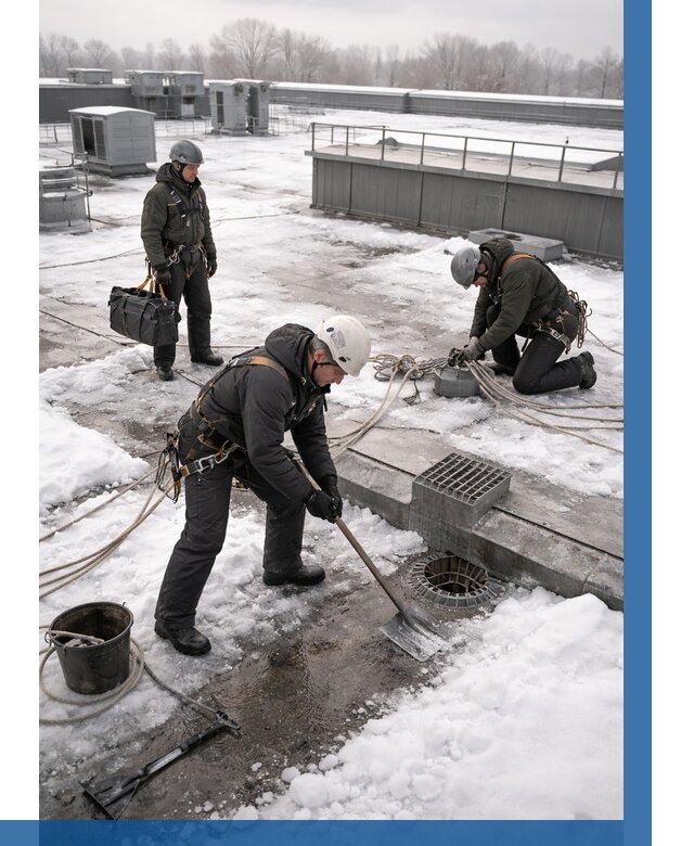 Абонентское обслуживание кровли зимой в Куйбышеве от 8295 р. | ВЫСОТНИК-Кбш