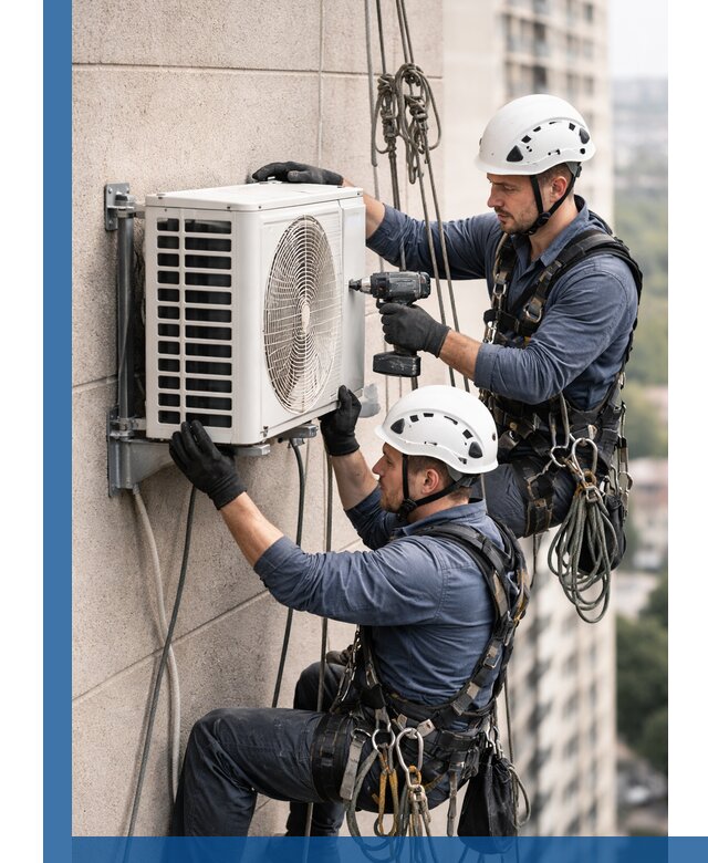 Монтаж внешнего блока кондиционера в Куйбышеве установка и крепление