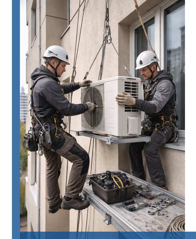 Перенос внешнего блока кондиционера в Куйбышеве с монтажом и крепежом