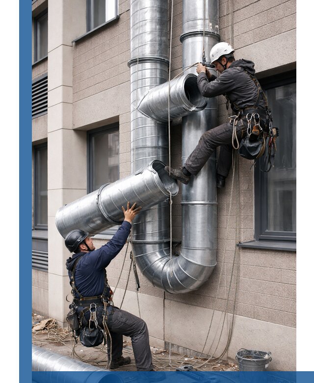 Монтаж фасадных воздуховодов в Куйбышеве с герметизацией и крепежом
