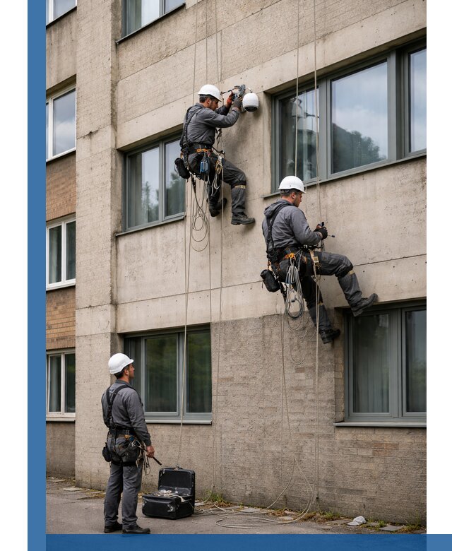 Монтаж фасадных камер видеонаблюдения в Куйбышеве под ключ