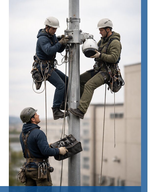 Установка видеокамер на мачте в Куйбышеве от 8814 р. | ВЫСОТНИК-Кбш