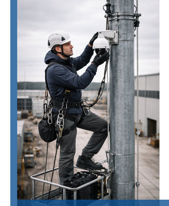 Профессиональная установка видеокамер на мачте в Куйбышеве