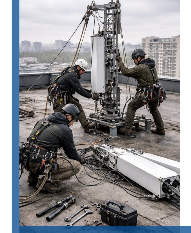 Демонтаж антенн на крыше зданий в Куйбышеве с гарантией