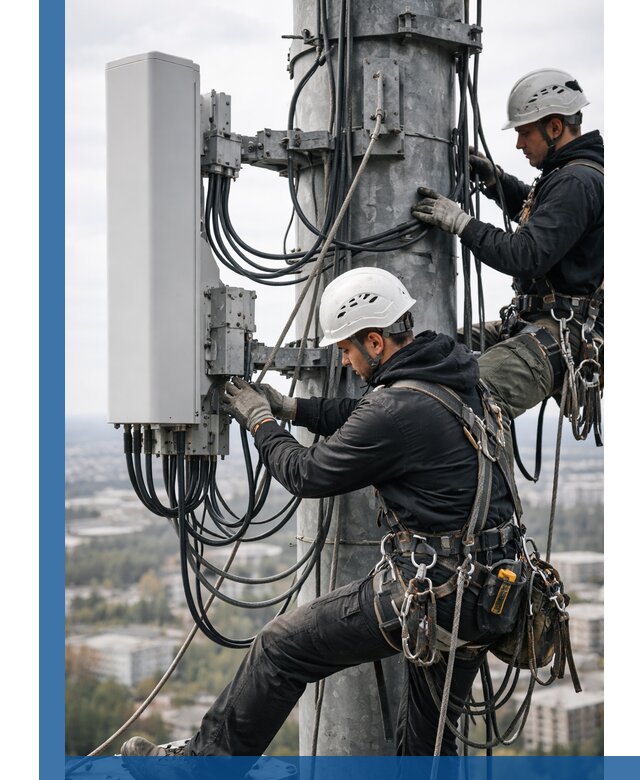 Монтаж оборудования связи на мачте в Куйбышеве с пусконаладкой