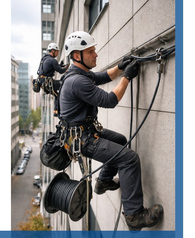 Прокладка кабеля по фасаду в Куйбышеве от 363 р. | ВЫСОТНИК-Кбш